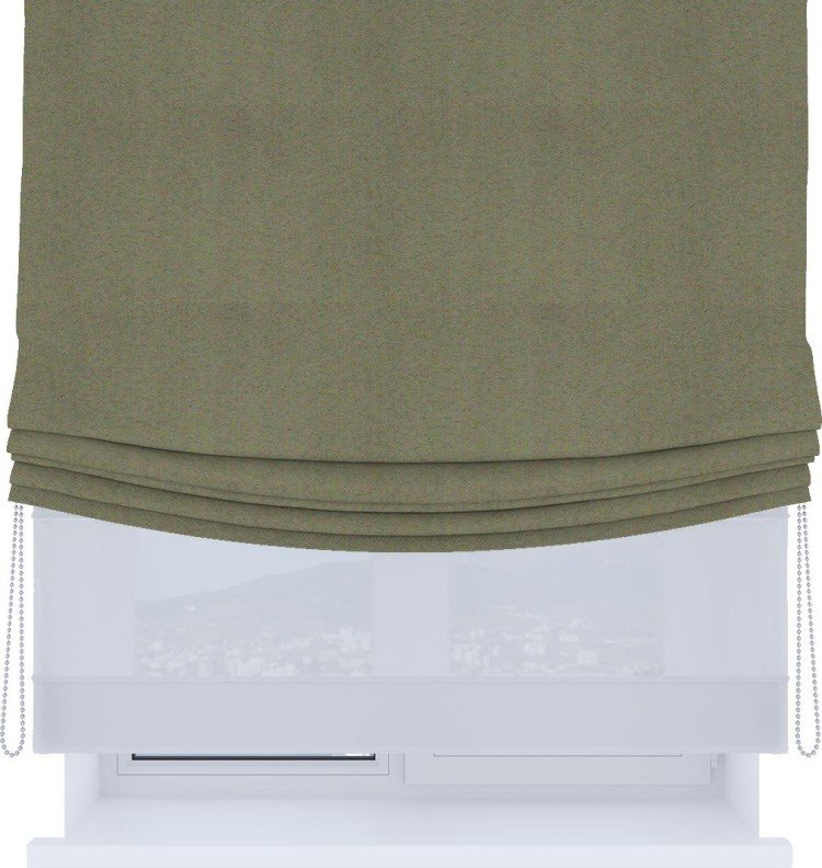Римская штора «Кортин», день-ночь с мягкими складками, блэкаут однотонный серо-коричневый