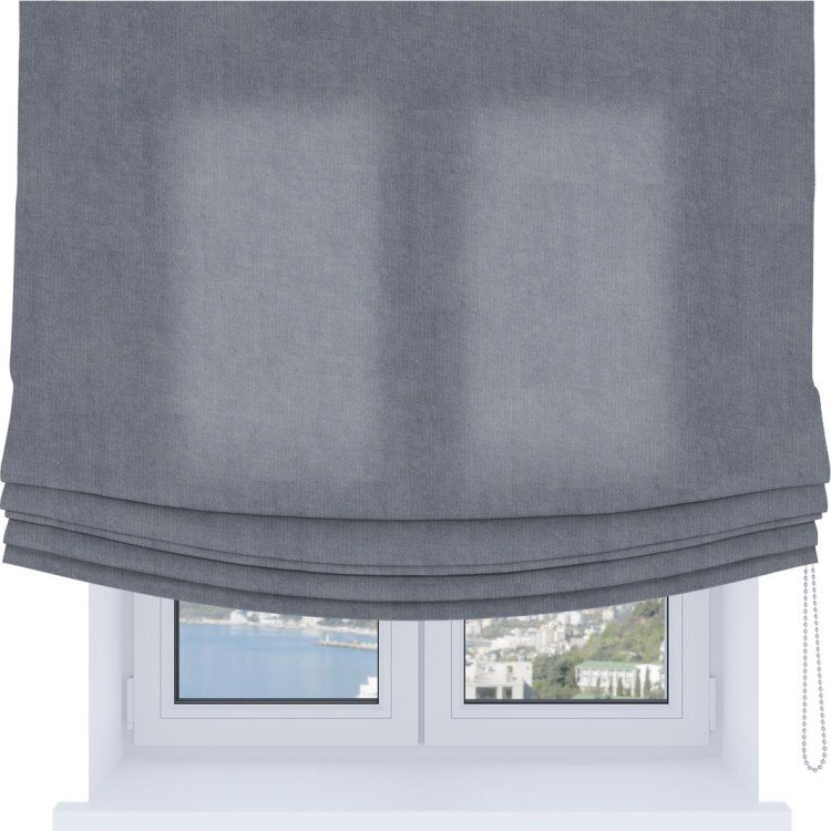 Римская штора «Кортин», канвас васильковый, Soft с мягкими складками