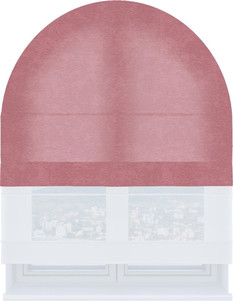 Римская штора «Кортин» день-ночь для арочного проёма, ткань софт однотонный розовый