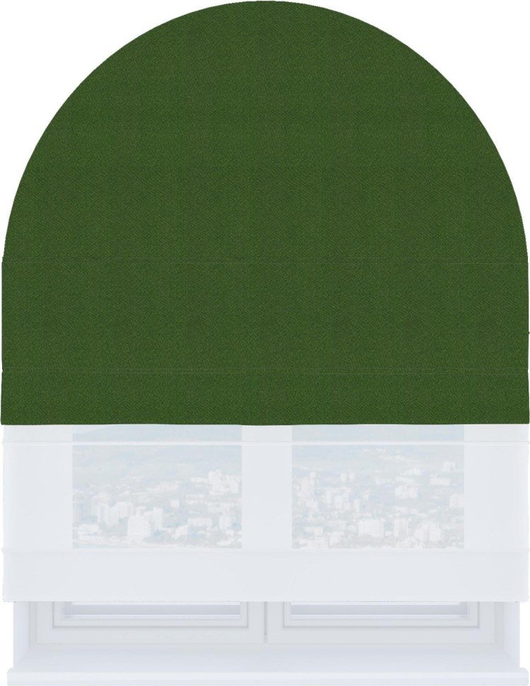 Римская штора «Кортин» день-ночь для арочного проёма, ткань блэкаут однотонный зелёный перламутр